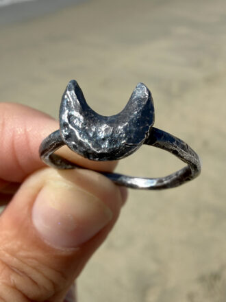 Silver Crescent Moon Goddess Ring