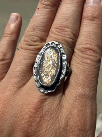 Lattice Sunstone Magic Silver Ring